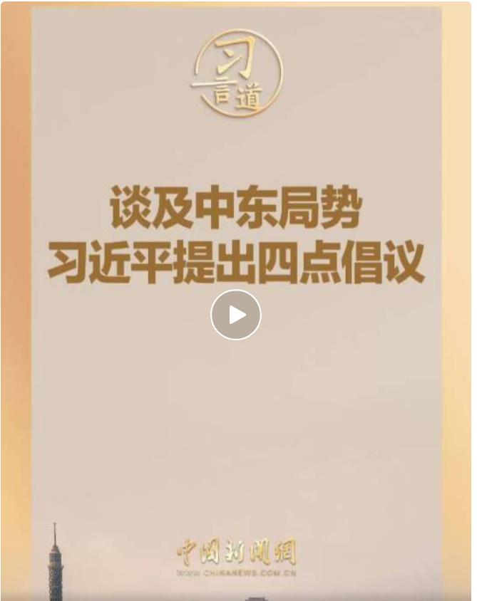 谈及中东局势，习近平提出四点倡议